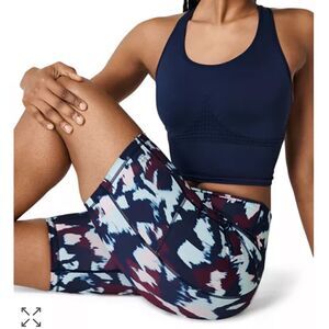Sweaty Betty Super Sculpt Sustainable 8" Biker Shorts blue flow print small new!